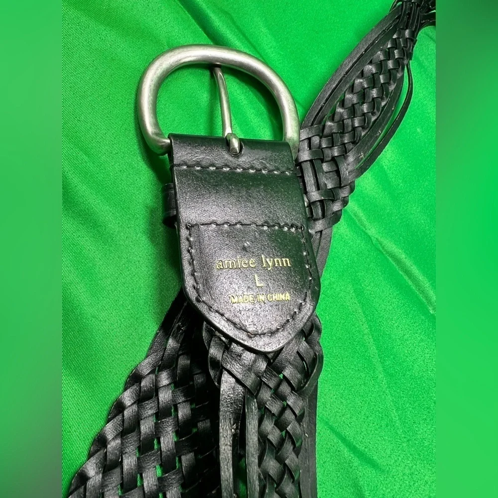 Chic Black Braided Belt with Silver Buckle by Aimee Lynn